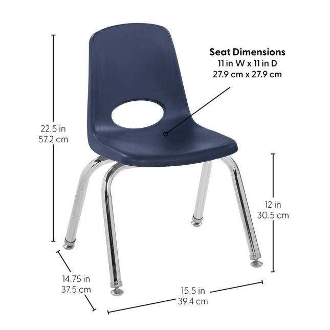 12" Stack Chair with Swivel Glides - 6 Pack - Navy