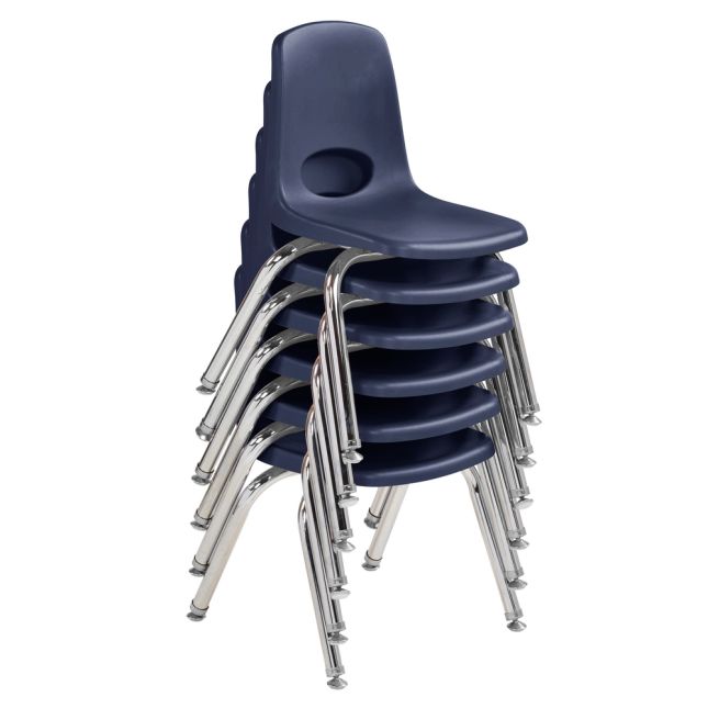 12" Stack Chair with Swivel Glides - 6 Pack - Navy