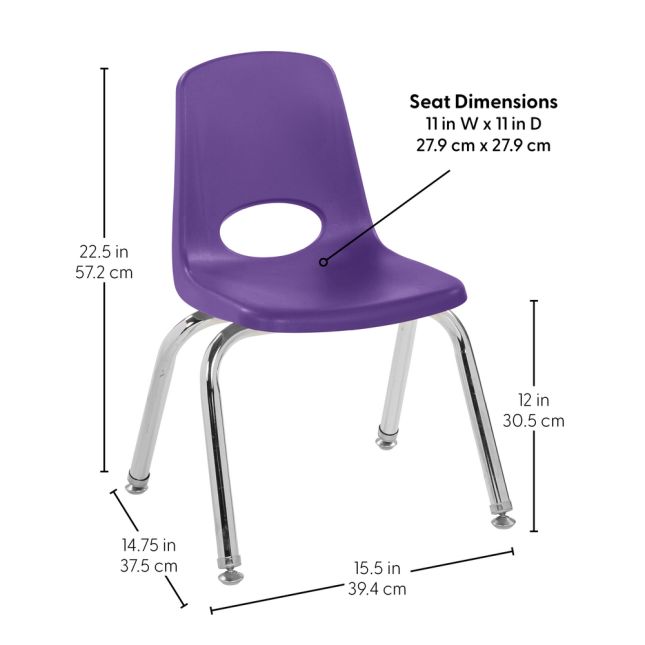 12" Stack Chair with Swivel Glides - 6 Pack - Purple