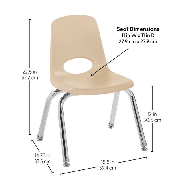 12" Stack Chair with Swivel Glides - 6 Pack - Sand
