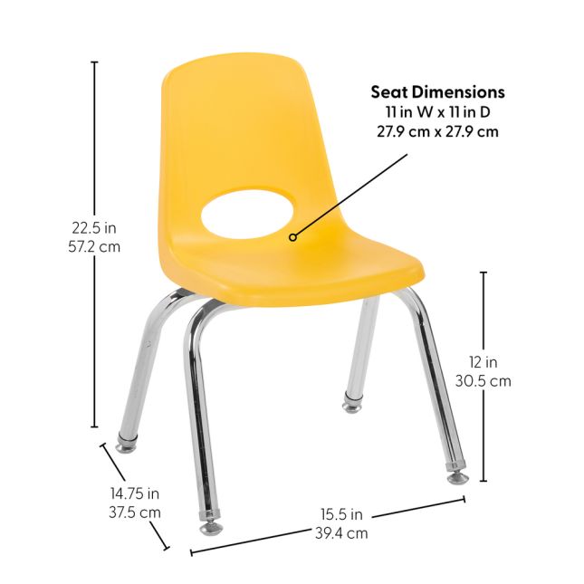 12" Stack Chair with Swivel Glides - 6 Pack - Yellow