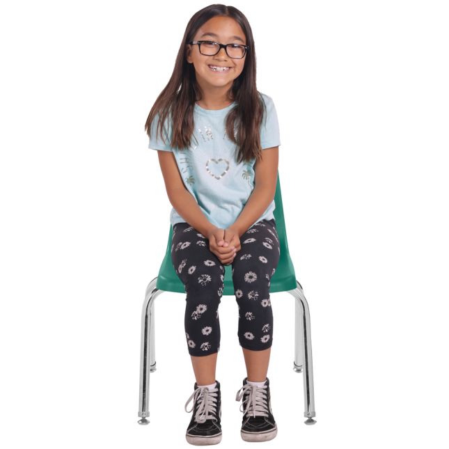 14" Stack Chair with Swivel Glides - 6 Pack - Green