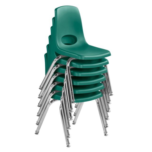 14" Stack Chair with Swivel Glides - 6 Pack - Green