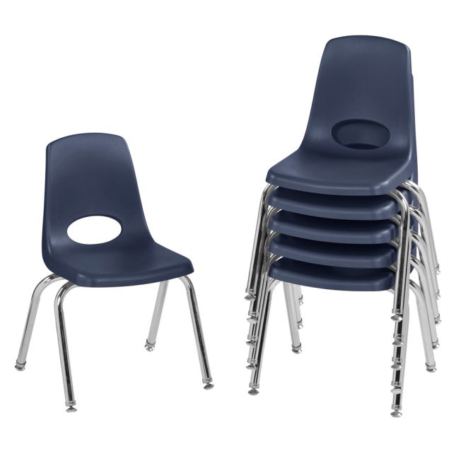 14" Stack Chair with Swivel Glides - 6 Pack - Navy