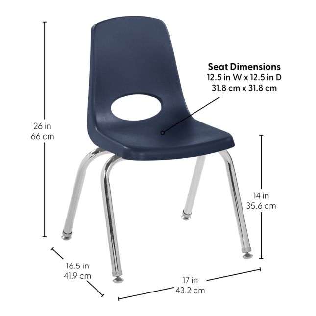 14" Stack Chair with Swivel Glides - 6 Pack - Navy