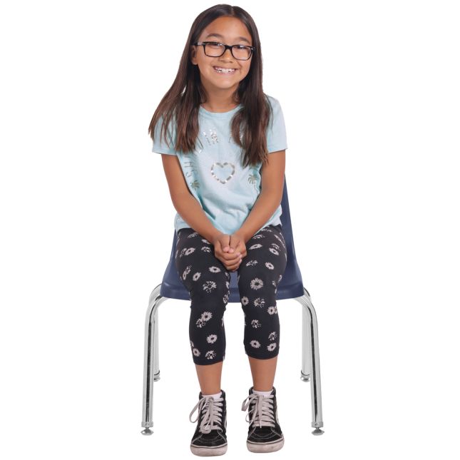 14" Stack Chair with Swivel Glides - 6 Pack - Navy