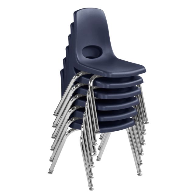 14" Stack Chair with Swivel Glides - 6 Pack - Navy