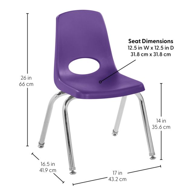 14" Stack Chair with Swivel Glides - 6 Pack - Purple