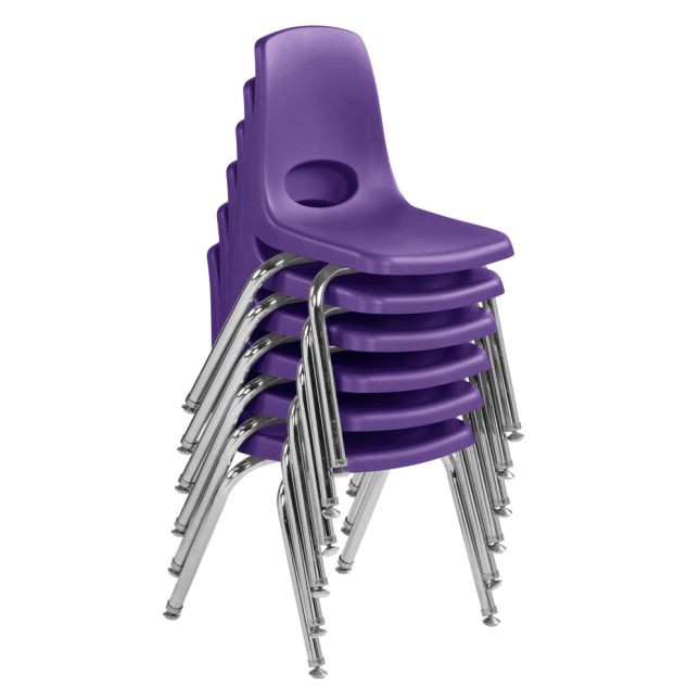 14" Stack Chair with Swivel Glides - 6 Pack - Purple