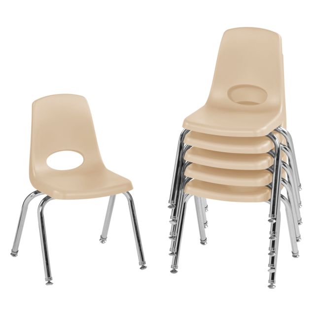 14" Stack Chair with Swivel Glides - 6 Pack - Sand