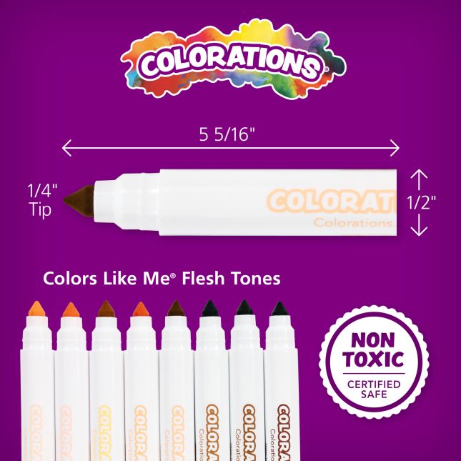 Colorations® Colors Like Me® Markers and Crayons - 12 Sets, Each 8 Colors