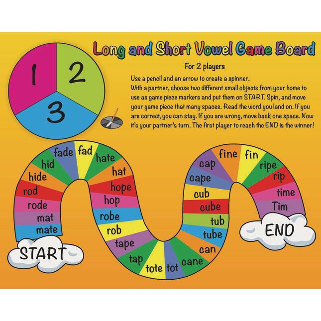 Long and Short Vowels Game and Digraphs Fun Dry-Erase Practice Mat - 1 Mat