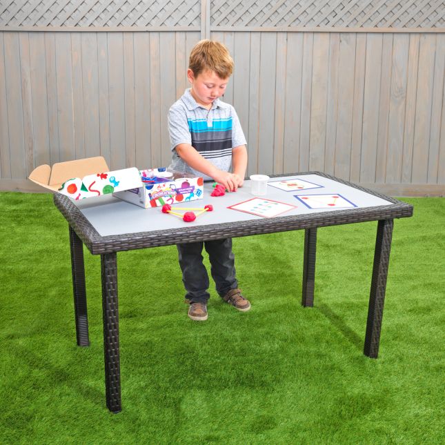 Environments® Outdoor Smooth Top Wicker Table – 21" (Preschool Height)