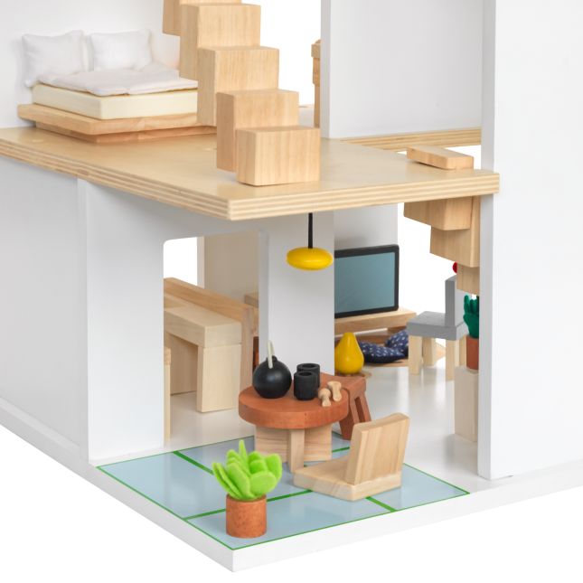 Excellerations® Sustainably Harvested Rubberwood Modern Dollhouse