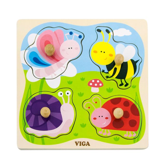 Flat Puzzle with Big Wooden Knob - Animal Set of 4