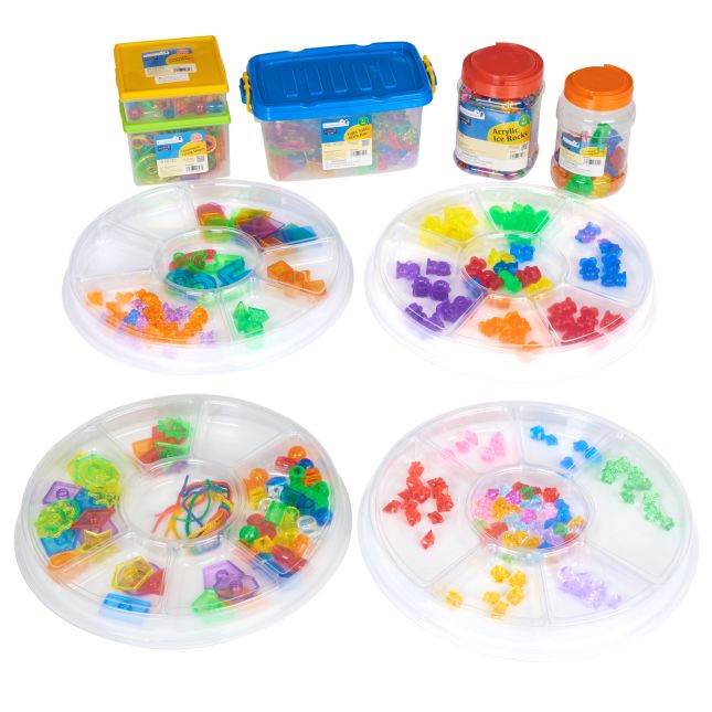 Excellerations® Classroom Clear Trays and Manipulatives - 874pcs