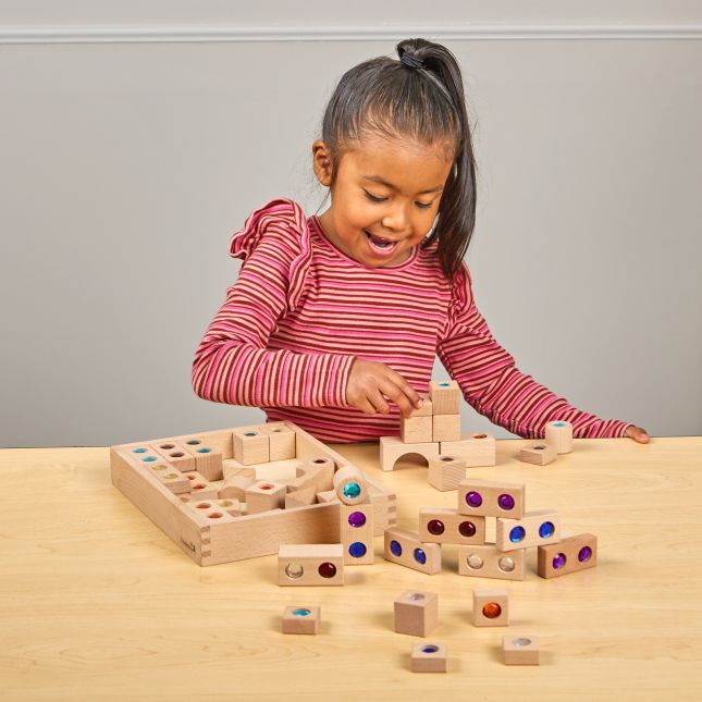 Excellerations® Wooden Gem Blocks - Set of 50 with Tray