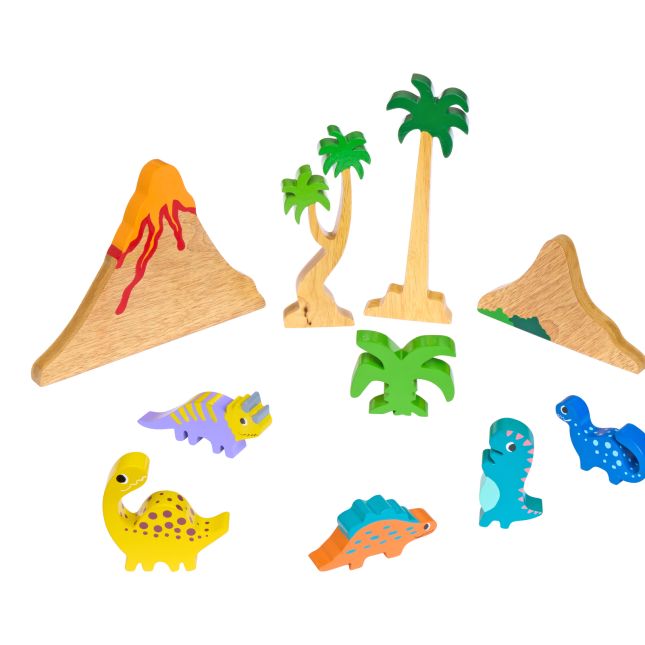 Excellerations® Rubberwood Dinosaur Play Set - 10 Pieces