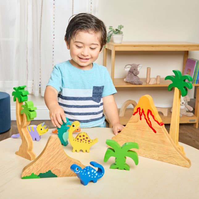 Excellerations® Rubberwood Dinosaur Play Set - 10 Pieces