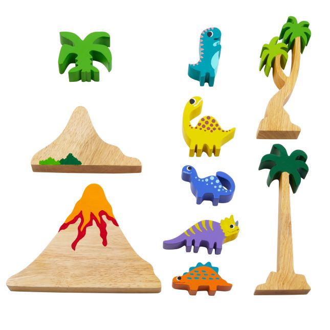 Excellerations® Rubberwood Dinosaur Play Set - 10 Pieces