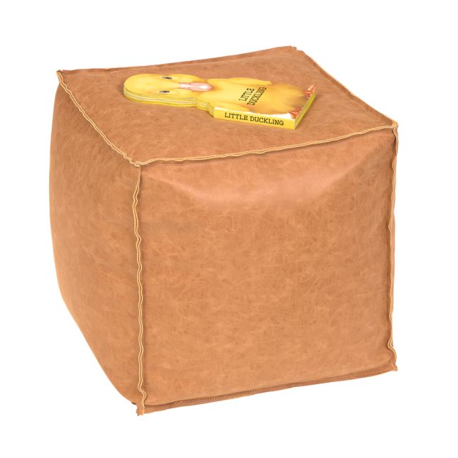 Environments® Modern Comfort 16" Square Pouf - Brown Faux Leather