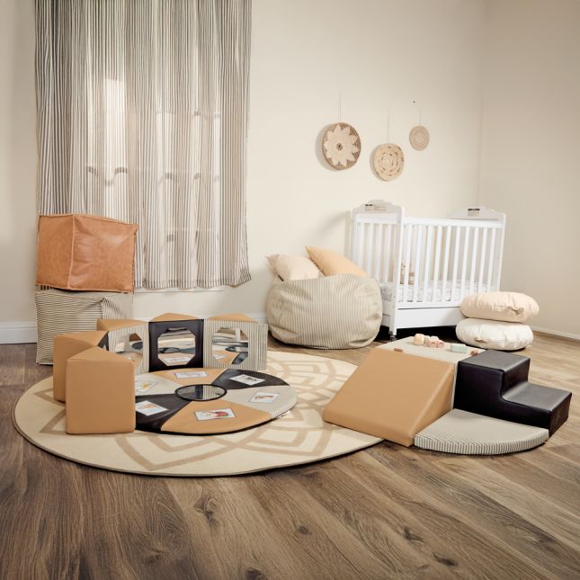 Environments® Modern Comfort 16" Square Pouf - Brown Faux Leather