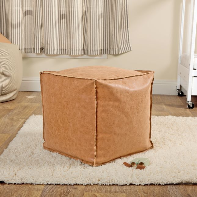 Environments® Modern Comfort 16" Square Pouf - Brown Faux Leather