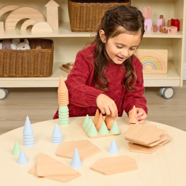 Excellerations® Stackable Wood and Silicone Cones - 48pcs