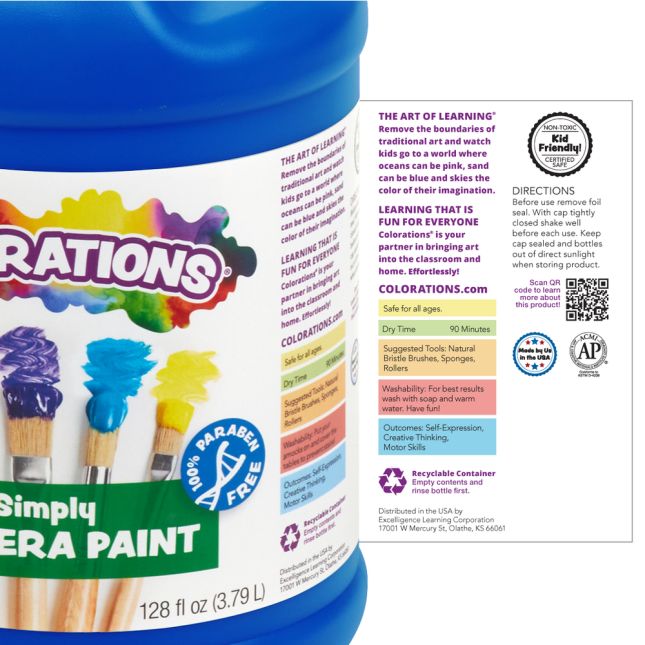 Colorations® Simply Washable Tempera Paint Gallon and Roll Set - 6 Colors