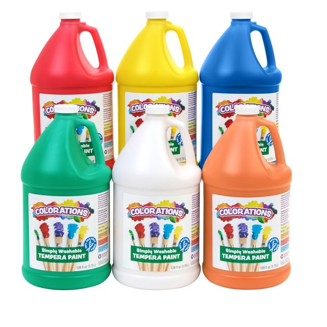 Colorations® Simply Washable Tempera Paint Gallon and Roll Set - 6 Colors