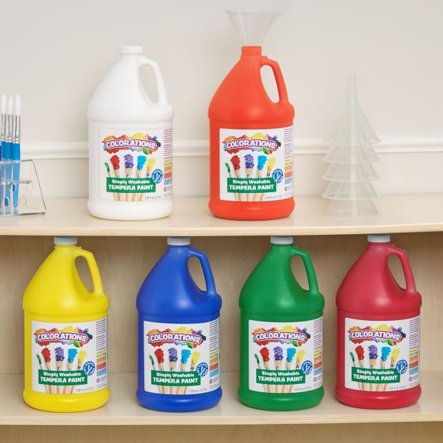 Colorations® Simply Washable Tempera Paint Gallon and Roll Set - 6 Colors