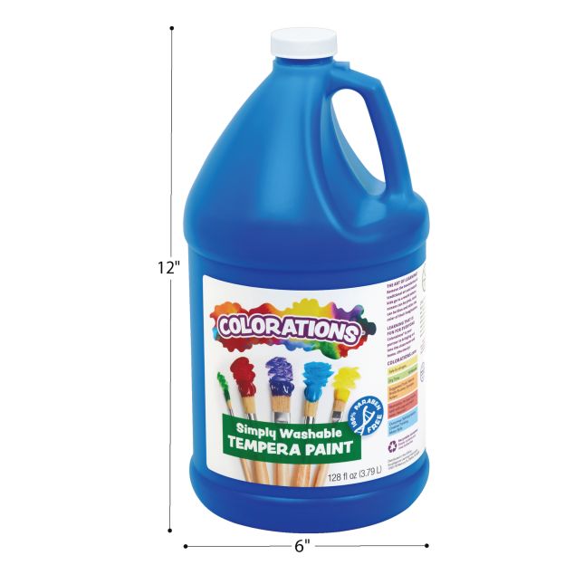 Colorations® Simply Washable Tempera Paint Gallon and Roll Set - 6 Colors