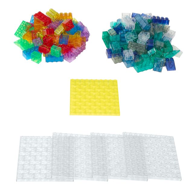 Excellerations® Translucent Building Bricks and 4 Baseplates Kit - 144pcs