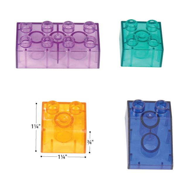 Excellerations® Translucent Building Bricks and 4 Baseplates Kit - 144pcs