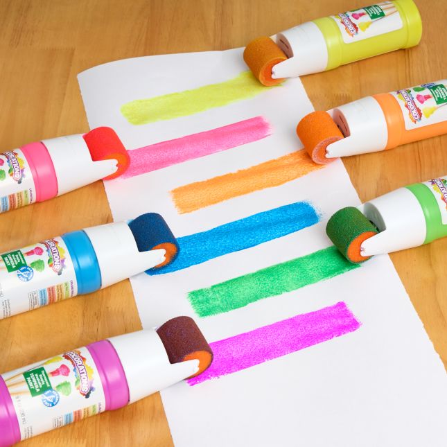 Colorations® Paraben-Free Simply Washable Tempera Paint Roller Set, 6 Fluorescent Colors