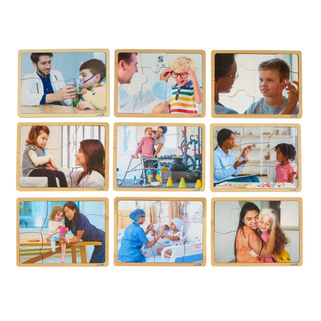 Excellerations® Healthy Kids Handle With Special Care - Set of 9 Wooden Puzzles