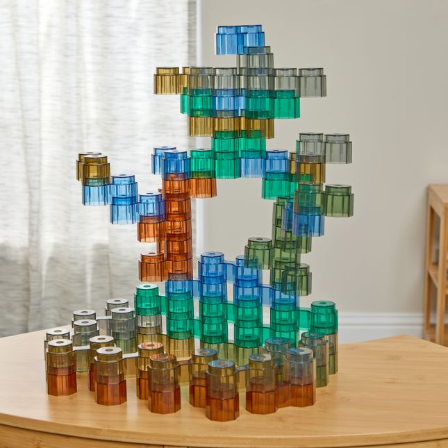 Excellerations® Earthtones Translucent Octagon Stackers - 60 Pieces