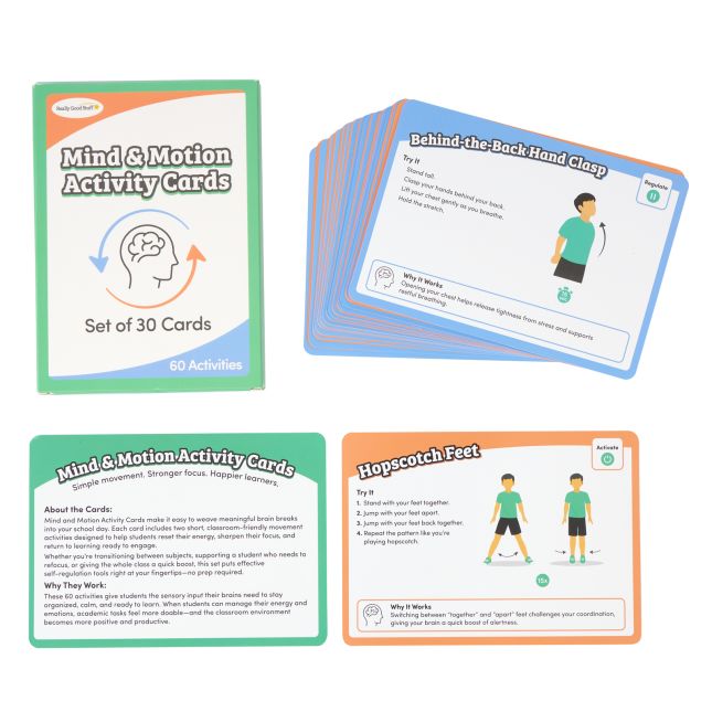 Really Good Stuff® Mind and Motion Cards – Set of 30