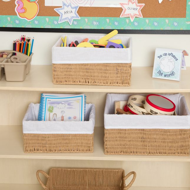 Discount School Supply® Paper Rope Baskets with Fabric Lining - Set of 3