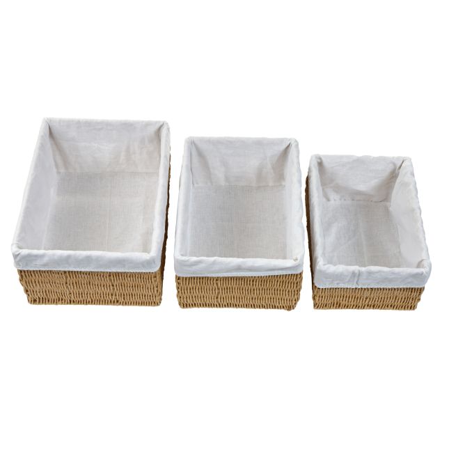 Discount School Supply® Paper Rope Baskets with Fabric Lining - Set of 3