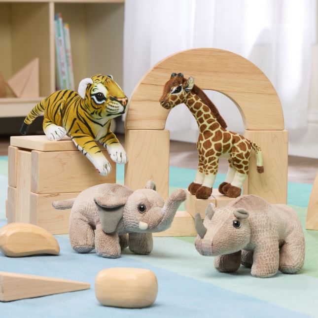 Excellerations® Realistic Plush Animals - Jungle Set of 4