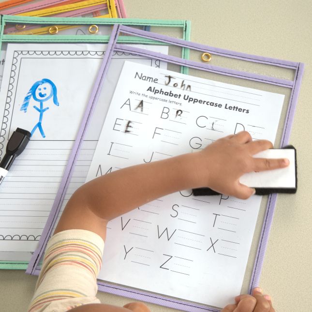 Really Good Stuff® Re-Markable™ Dry Erase Sleeves – Bold Vibes - 6 Colors