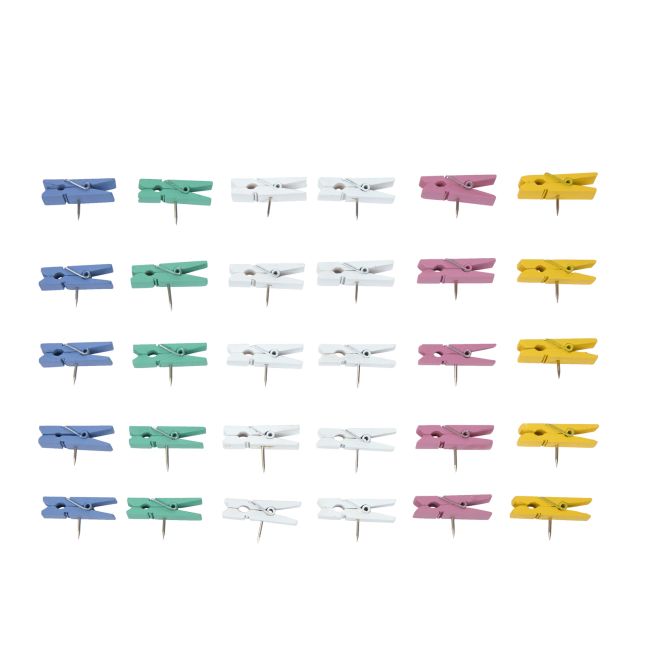 Really Good Stuff® Mini Wooden Push Pin Clips – Set of 30 – Bold Vibes
