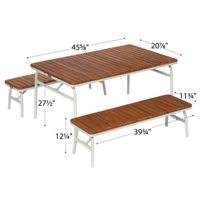 Environments® Outdoor Aluminum Picnic Table and 2 Benches