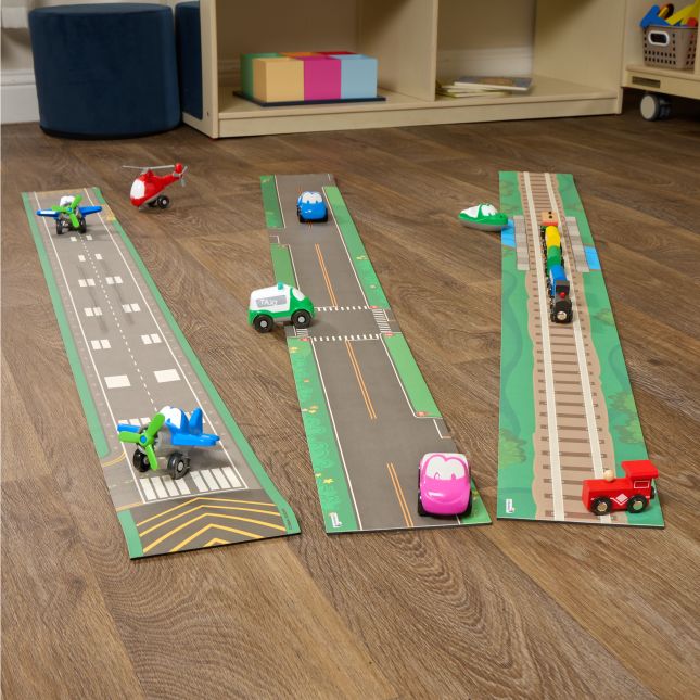 Excellerations® RouteRunner™ Roll Up Roadway Play Mats 60" x 6" - Set of 3