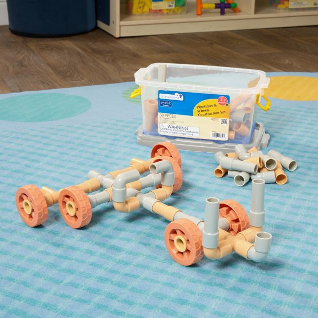 Excellerations® Pipetubes and Wheels Construction Set – 68 Pieces