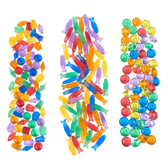 Excellerations®ThinkTotes™ Light Table Math Activity Sets: Food, Fish, and Gems 303pcs