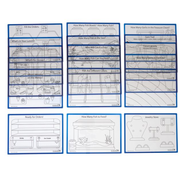 Excellerations®ThinkTotes™ Light Table Math Activity Sets: Food, Fish, and Gems 303pcs