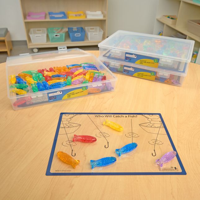 Excellerations®ThinkTotes™ Light Table Math Activity Sets: Food, Fish, and Gems 303pcs