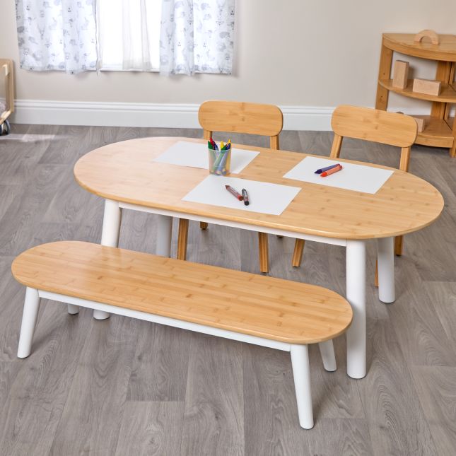 Environments® Milestones™ Bamboo Oval Table with 2 Benches and 2 Chairs
